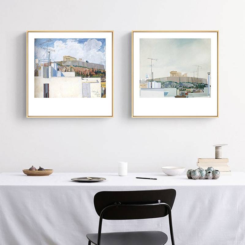 欧式小众艺术风景装饰油画复古客厅玄关餐厅建筑风景壁画书房挂画图片