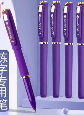 五千年紫色中性笔0.7mm高颜值学生硬笔书法练字专用水笔笔芯