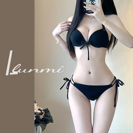 纶蜜小胸平胸比基尼加厚胸垫聚拢显胸泳衣欧美性感带钢托大胸温泉