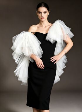 欧美跨境披肩泡泡袖宴会派对礼服配饰婚纱礼服肩袖网纱遮肉肩饰