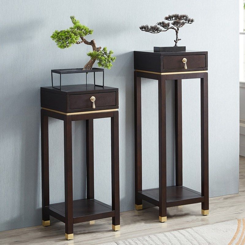 新中式实木花架子客厅电视机旁落地轻奢花几花盆摆件带抽屉置物架,包装,包装胶带,淘宝优惠券,粉丝福利购,淘宝优惠卷