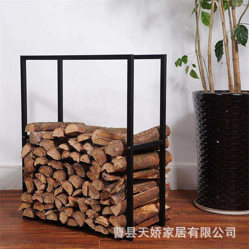 简约金属组合落地壁炉装饰柴火置物架储藏架木柴隔板架铁艺取柴架