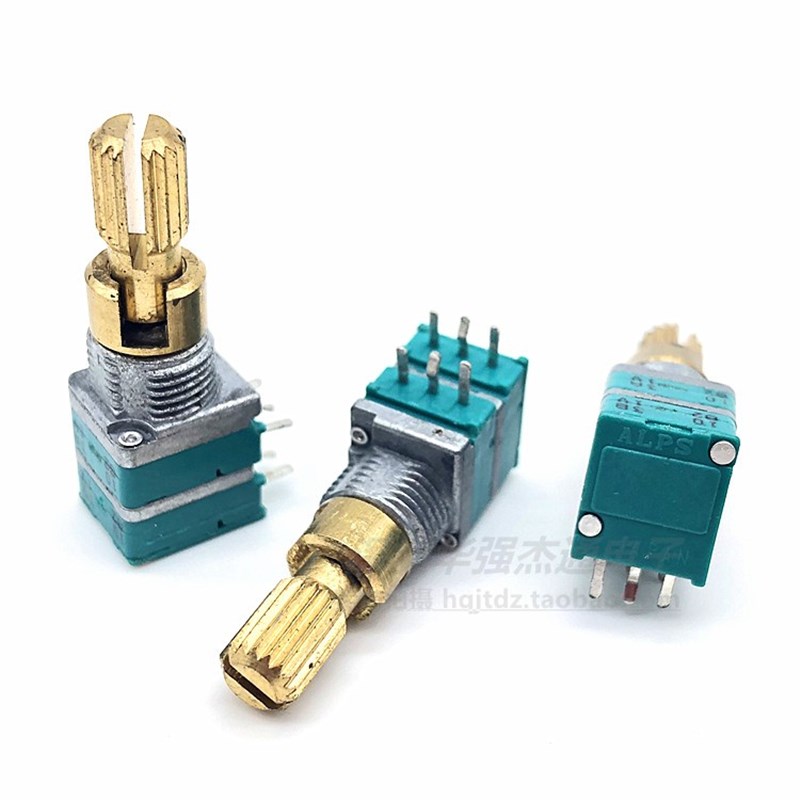 ALPS双联双轴电位器A10K B10K音量音响电位器2联2轴RK097轴长20MM