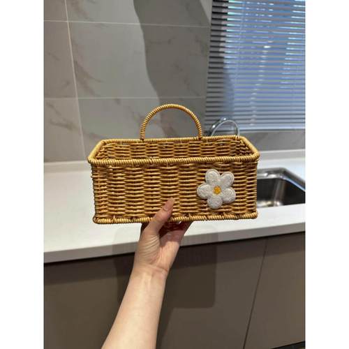 【厨房好物】葱姜蒜收纳挂篮彷藤编收纳筐手工编织壁挂篮置物篮