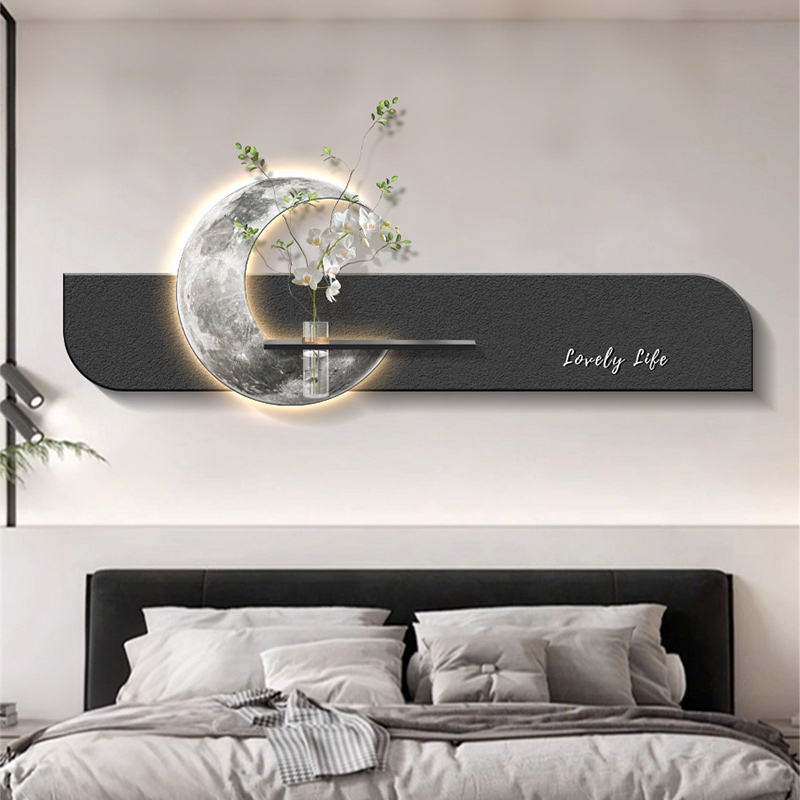 现代简约月亮卧室床头装饰