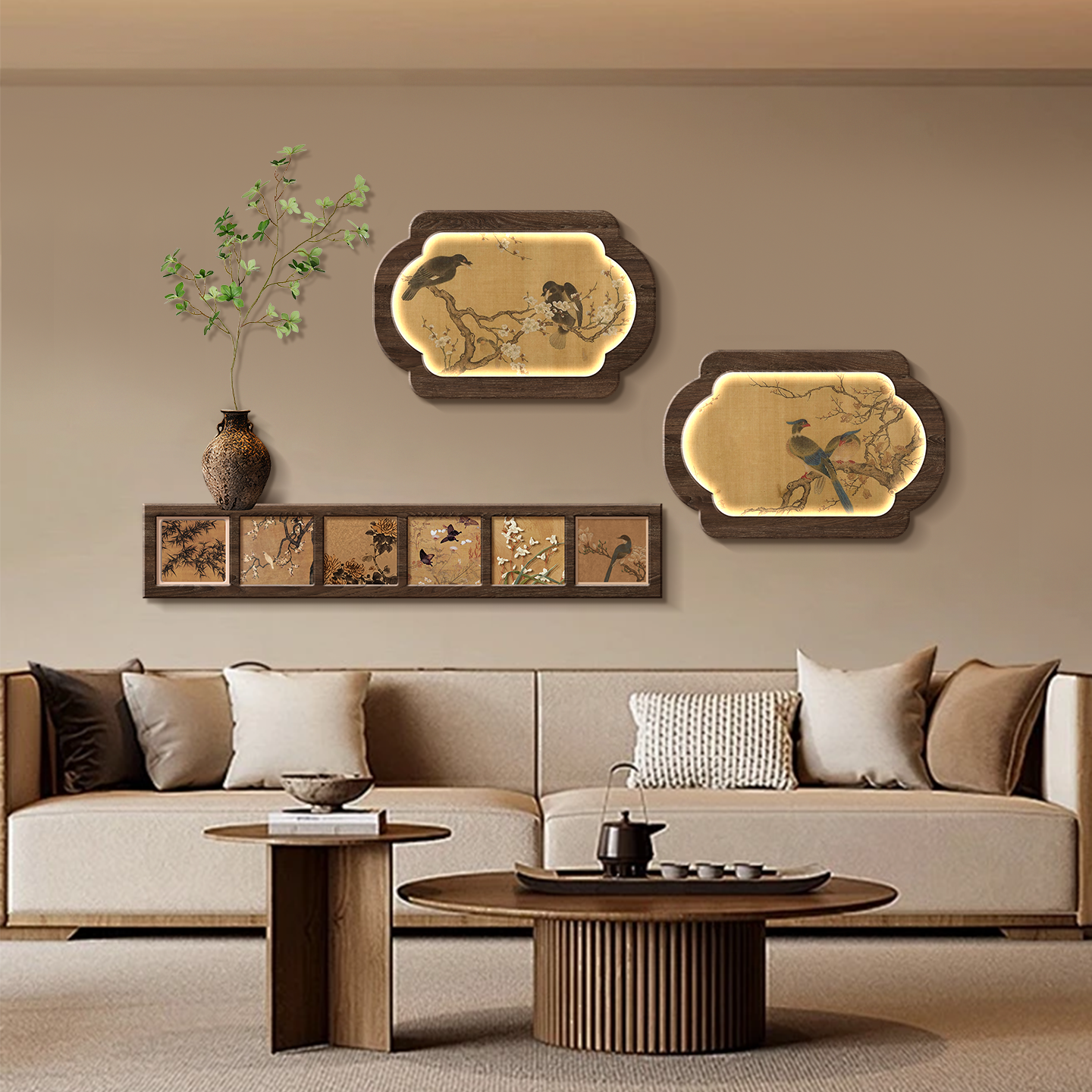 宋代美学客厅沙发背景墙装饰画