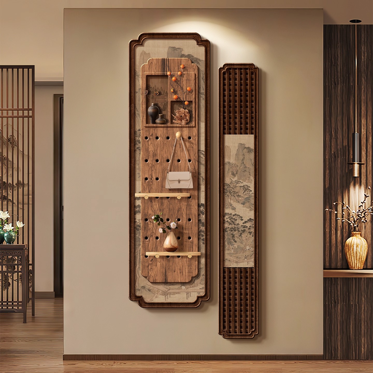 宋代美学玄关洞洞板装饰画高级感