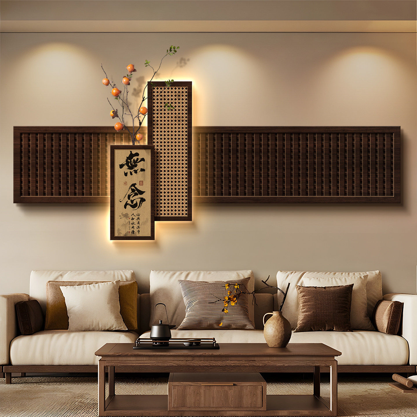 柿柿如意宋代美学客厅装饰画2026新款挂画沙发背景墙禅意氛围壁画