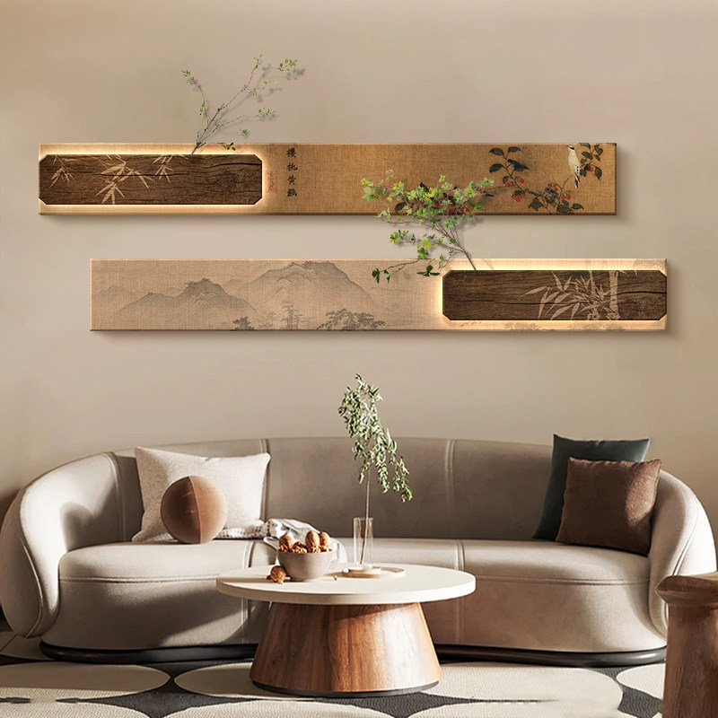 宋代美学客厅挂画新中式沙发背景墙装饰画高级感茶室氛围布置壁灯,家居饰品,现代装饰画,淘宝优惠券,粉丝福利购,淘宝优惠卷
