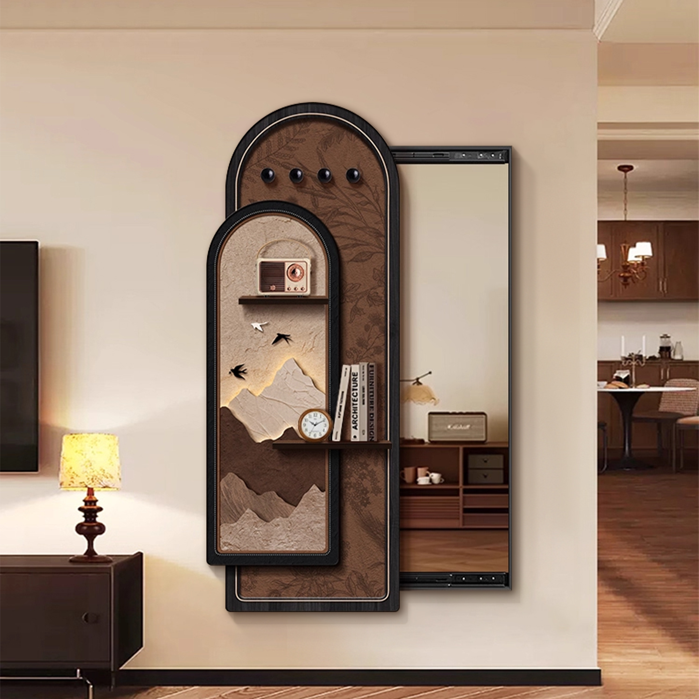 隐藏式全身镜2025新款玄关装饰画