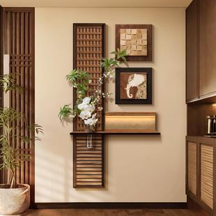 水培绿植中古风玄关装饰画立体砂岩走廊过道尽头挂画入户造景壁画