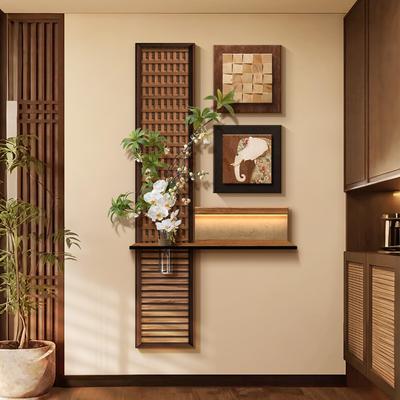 水培绿植中古风玄关装饰画