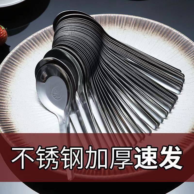 不锈钢勺子家用餐勺小勺汤匙西瓜长把汤勺长柄饭勺小勺子调羹饭勺