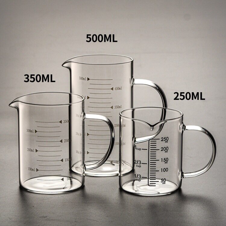 高硼硅耐热玻璃刻度杯 量杯 透明烧杯牛奶咖啡杯可微波烘焙玻璃杯