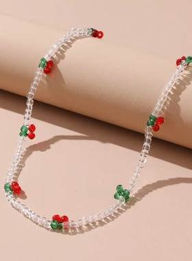 韩小雏菊手工双层米珠项链 ins彩色米珠多层颈链hzs2210