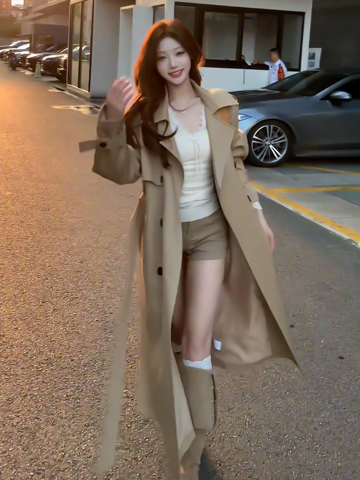 Early Winter Korean Style Khaki Mid-Length Trench Coat for Women 2025 New Autumn and Winter Popular Hot-Selling Coat