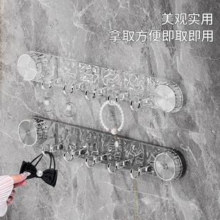 置物架 轻奢吸盘挂钩一排强力免打孔浴室门后挂衣钩毛巾挂勾壁挂式
