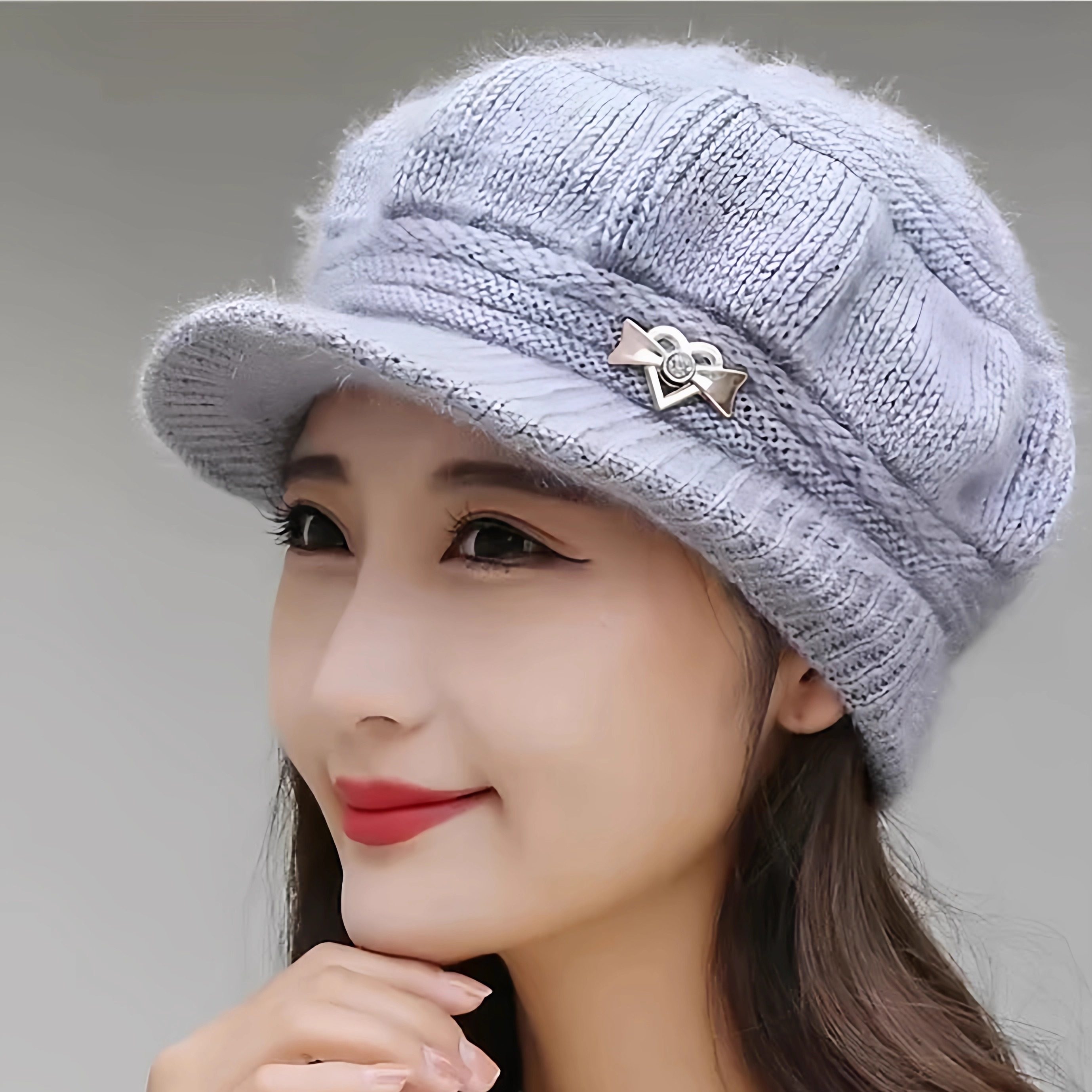 老太太加绒加厚中老年人妈妈帽冬针织毛线帽女保暖奶奶鸭舌帽新款