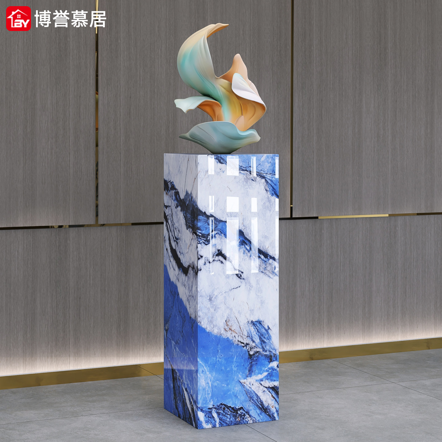 T11莫奈弗农大理石底座丨轻奢落地客厅酒店展厅装饰摆件底座