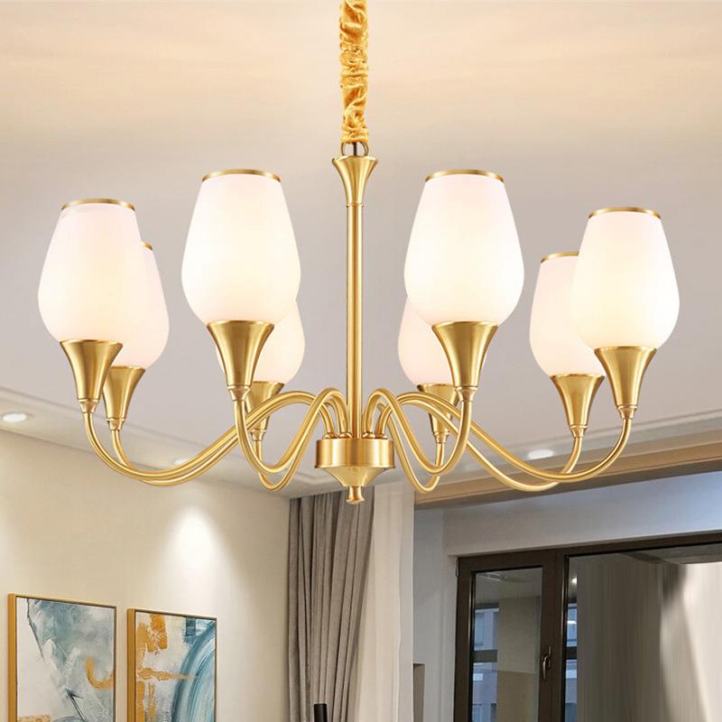 美式吊灯客厅灯全铜主灯简约现代大气楼梯灯餐厅书房卧室灯68008