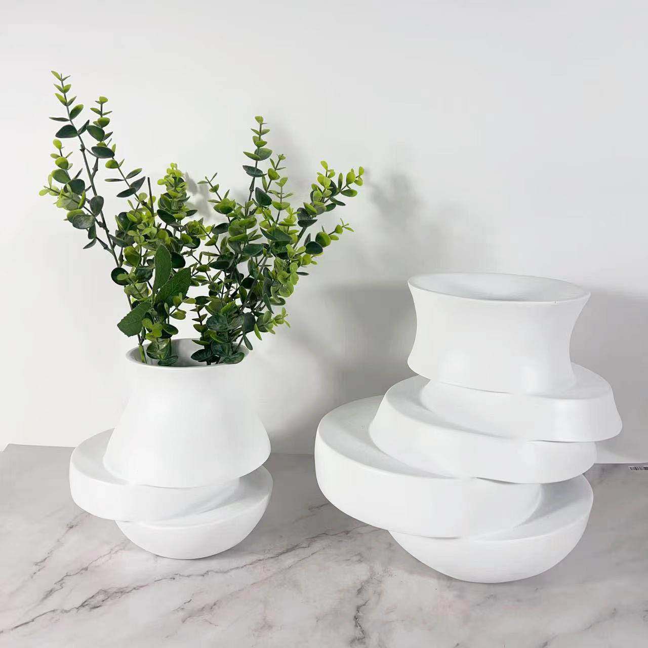 现代北欧极简层叠错位花瓶客厅插花干花器摆件样板房家居软装饰品