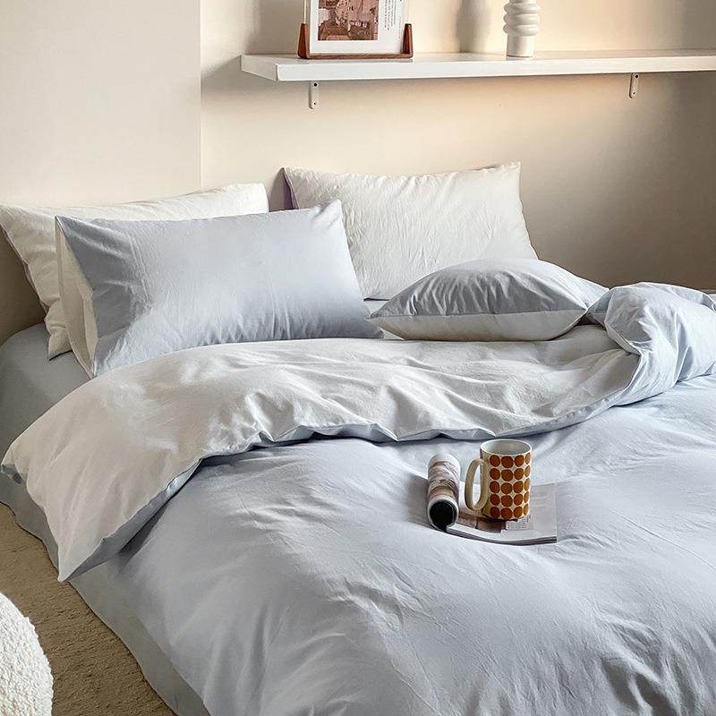 A类母婴级全棉水洗棉四件套简约纯棉床单被套床笠三件套床品套件