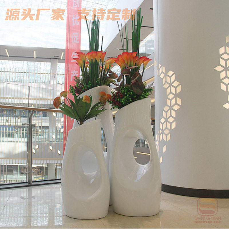 玻璃钢花盆组合商场酒店售楼部厅堂美陈装饰室内户外花钵花器花卉