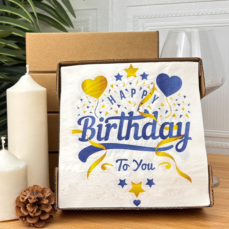 三层加厚彩色餐巾纸印花纸巾杯花纸生日派对摆台装饰纸巾50张每盒