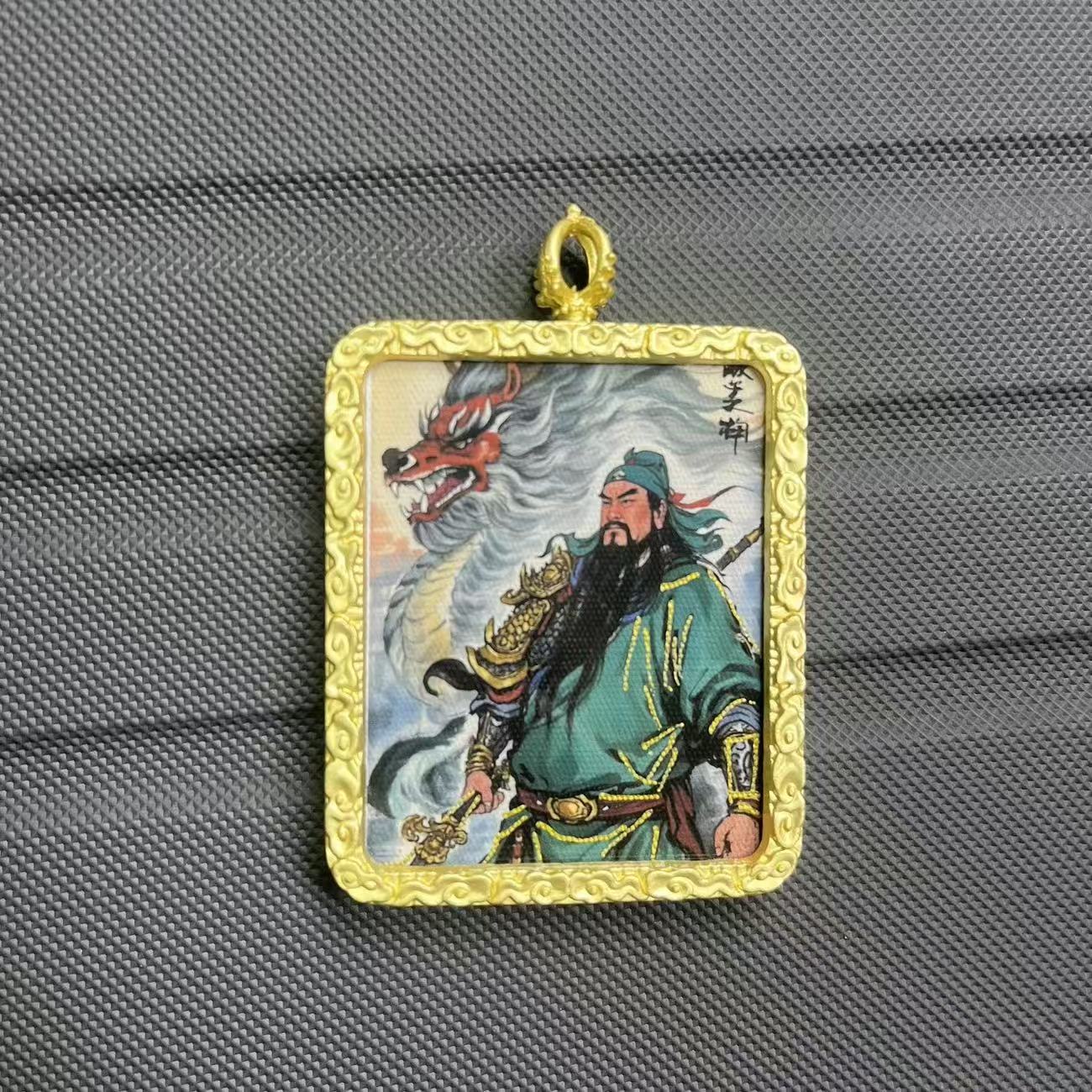 关公唐卡关帅关羽双面手绘描金中式民族创意唐卡吊坠项链民族风