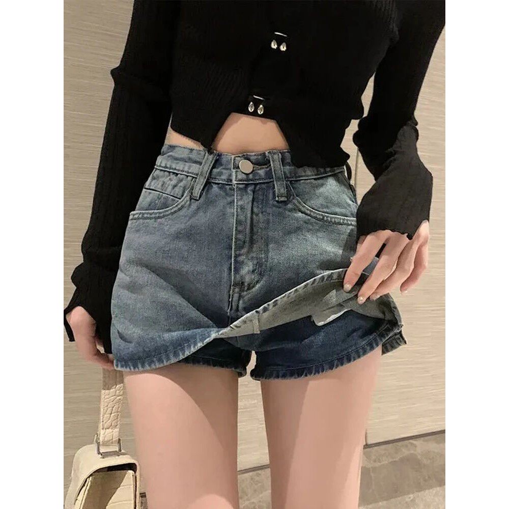 女士高腰百褶牛仔短裙显瘦