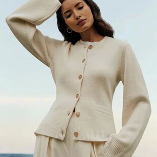 cinching waist pullover cardigan Round 圆领收腰套头开衫 neck