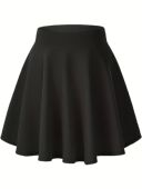 high waisted elastic Casual flared skirt休闲高腰弹力喇叭短裙