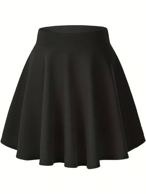 Casual high waisted elastic flared skirt休闲高腰弹力喇叭短裙