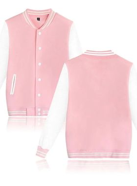 Solid color jacket baseball jacket休闲拼接纯色夹克棒球服外套