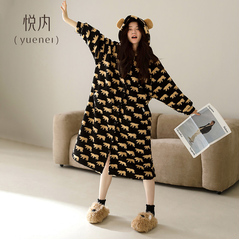 悦内睡裙女睡衣冬季秋冬款法兰绒加绒加厚长款保暖毛绒睡袍可外穿,女士内衣/男士内衣/家居服,睡裙,淘宝优惠券,粉丝福利购,淘宝优惠卷