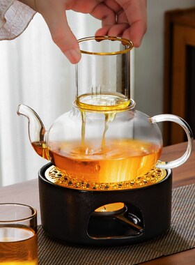 直身黑色陶瓷温茶器配垫片烛托暖茶炉蜡烛加热底座家用Z简约好看