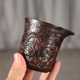 云南建水紫陶公道杯全手工雕刻龙纹茶海家用茶具大容量.中式分茶