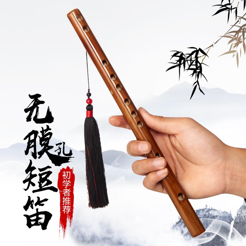倾韵迷你短笛乐器学生入门横笛便y携式 苦竹制作C调50cm小型笛子