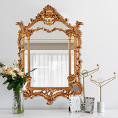 卫t生间梳妆镜定制客厅壁炉玄关墙面装 法式 奢华壁挂镜复古美式 饰