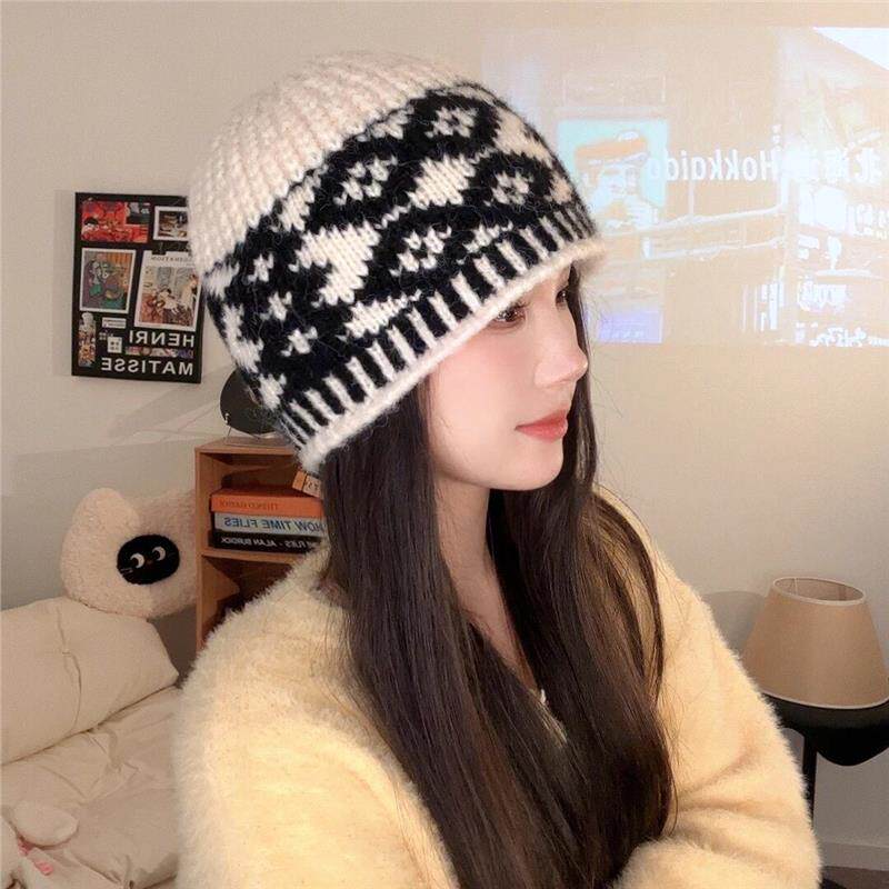 复古显脸小针织冷帽女秋冬新款