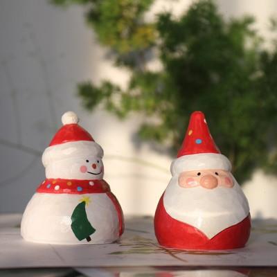 圣诞装饰礼品实木木雕圣诞老人雪人摆件桌面橱窗摆台趣味公仔礼物