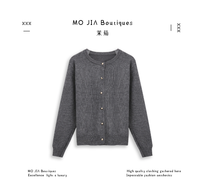 MOJIA 复古小金扣针织衫 W101305