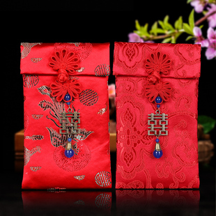 速发结婚红布婚庆用品大全婚包金元红包袋子锦缎包艺红礼袋子