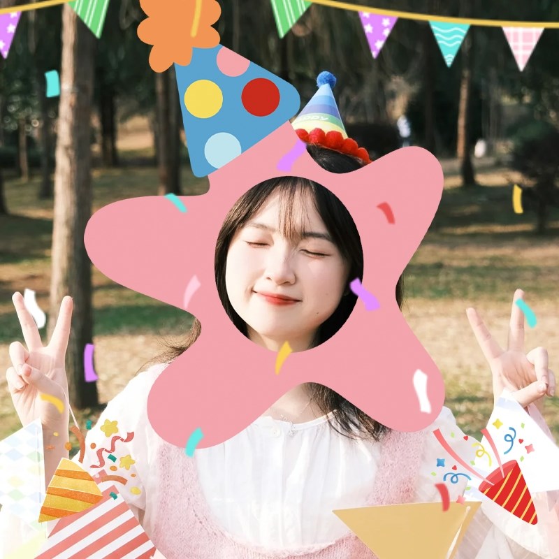 速发拍照装饰生日蛋糕海星头套装爱可风派对多巴胺风韩扮道具