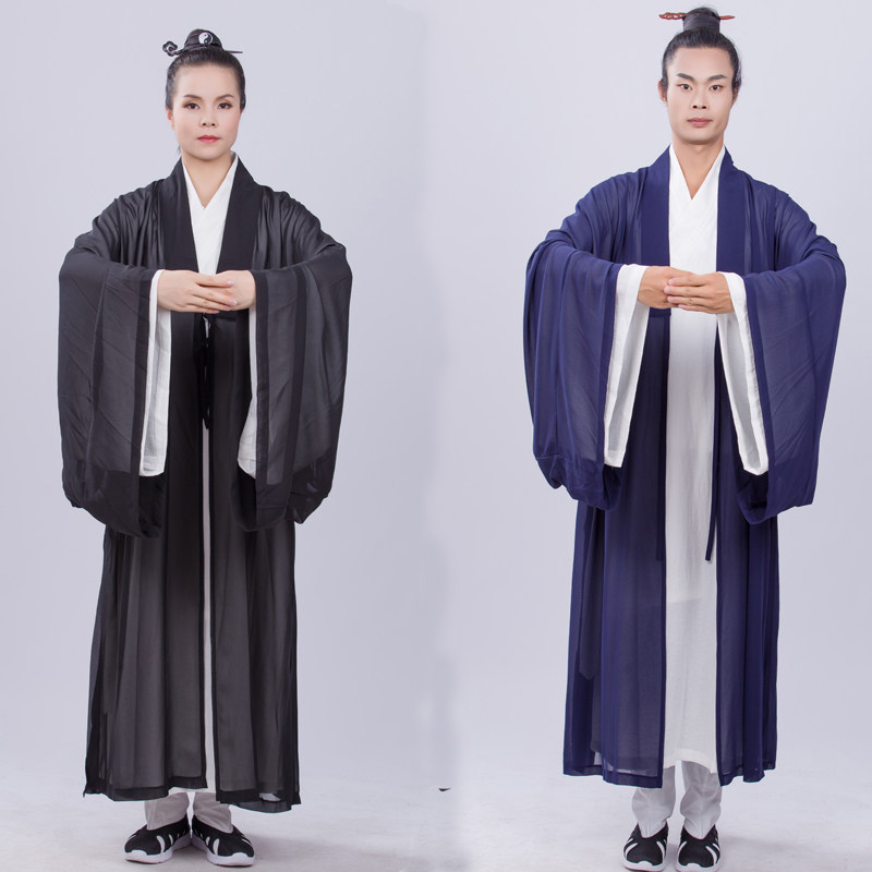 速发道士道袍袖麻长袍男士中国风长款汉服明得小亚制罗武当披沙服