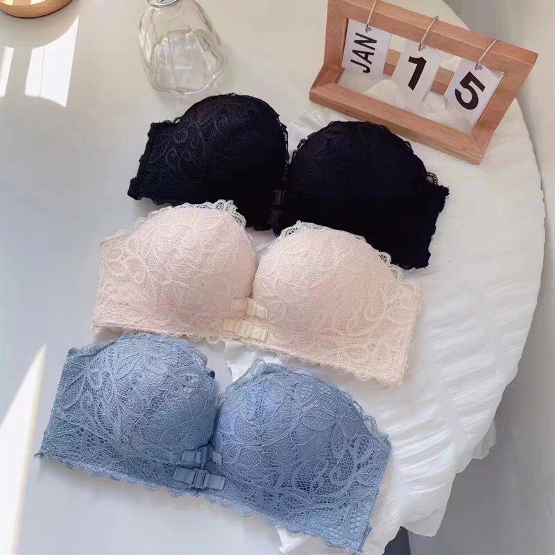 速发前扣式内衣小胸聚拢无钢圈白色蕾丝平胸收副乳防下垂文胸罩套
