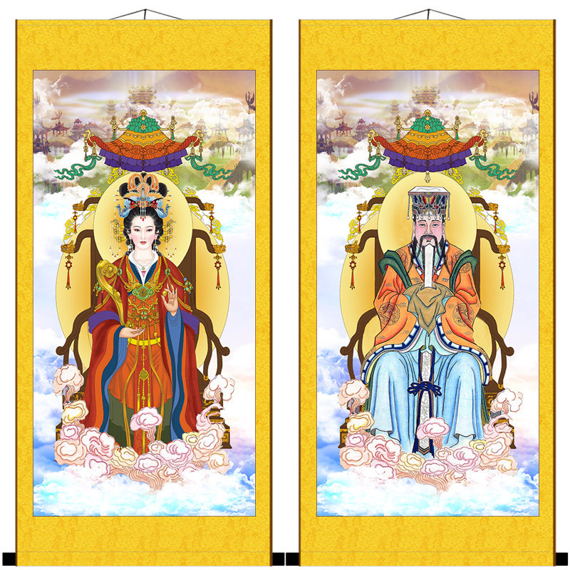 速发神仙玉皇大 王母娘娘画物人字画厅轴客卷玄关装饰挂画包邮