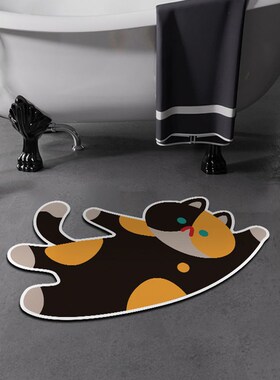 速发跨境异形小猫卫生间浴室吸脏地垫厕所门口水耐防滑垫