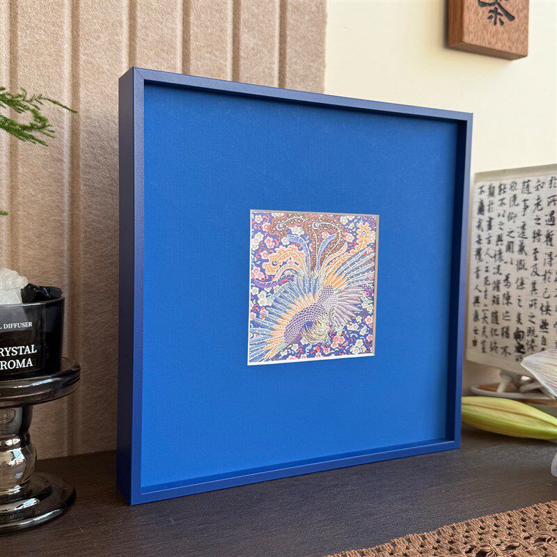 速发蓝色画框卡纸装裱装饰蓝色相框空框简约窄边金属框画框