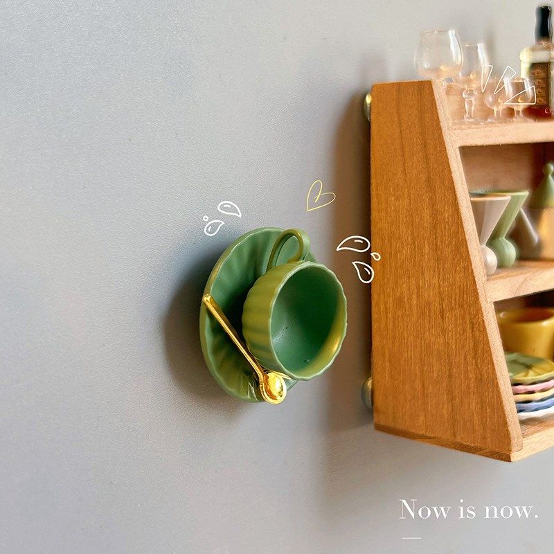 速发冰箱上的杯缩世界立体咖啡微花朵杯冰箱贴磁贴装饰磁性磁力X1